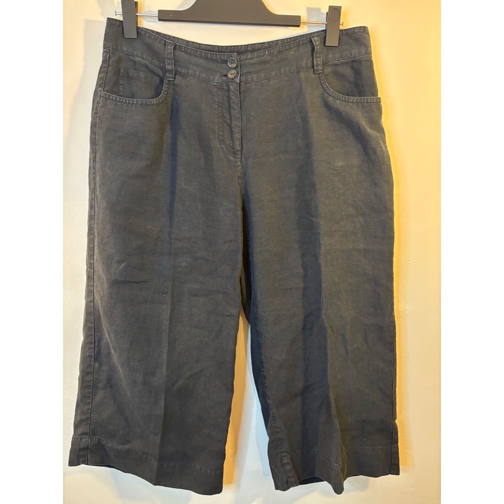Eileen Fisher Black Linen Capri Pants S‎ Lagenlook